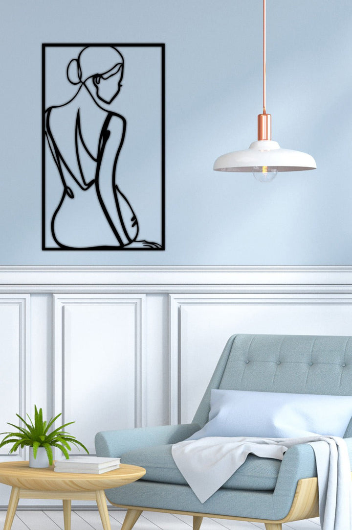 Modern Kadın Silueti Minimalist Metal Duvar Tablosu - Modern Çizgi Sanatı Koleksiyonu - Artroya