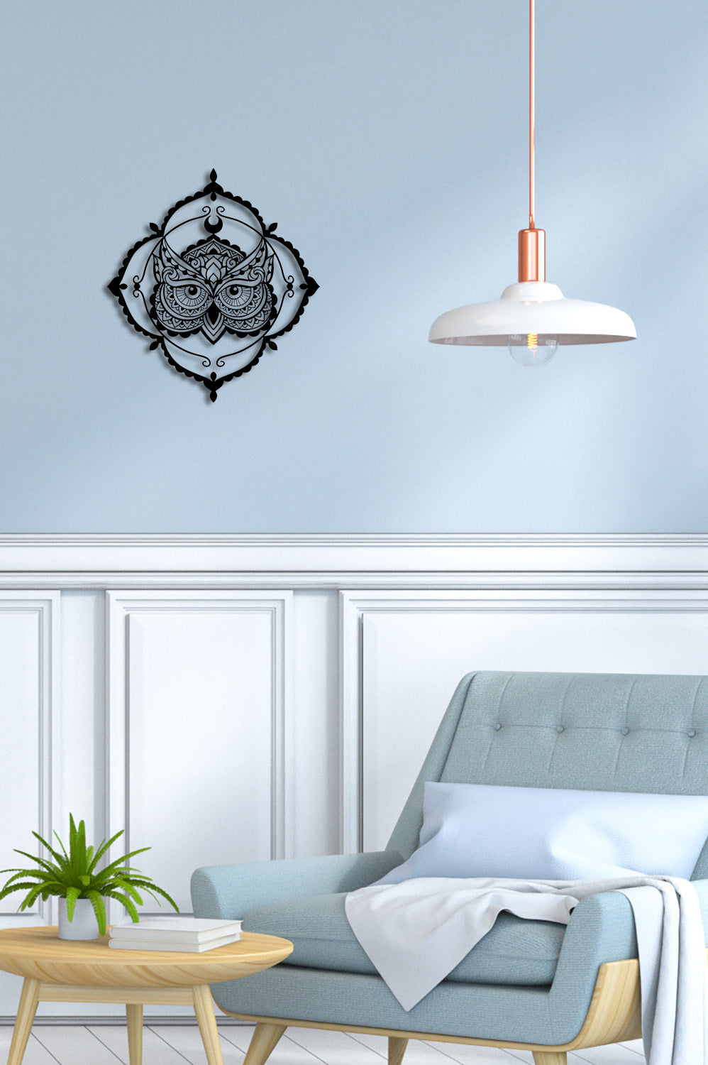 Artroya Aura Serisi Mandala Baykuş Lüks Metal Duvar Sanatı