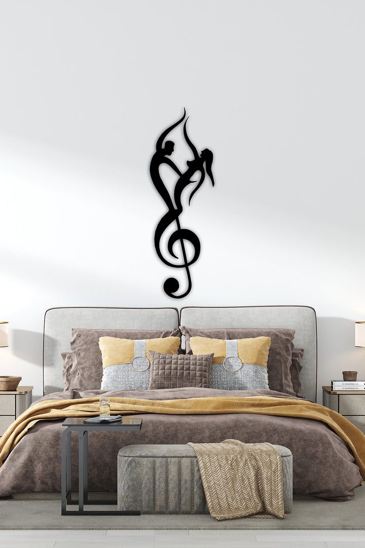 Artroya Ballroom Serisi Dans Eden Çift ve Sol Anahtarı Lüks Metal Duvar Sanatı