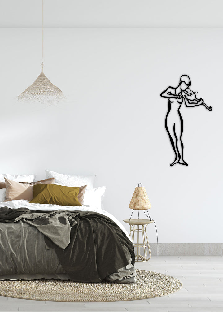 Artroya Yatak Odası Başucu Duvar Dekorasyon Fikirleri - Keman Çalan Kadın Pano