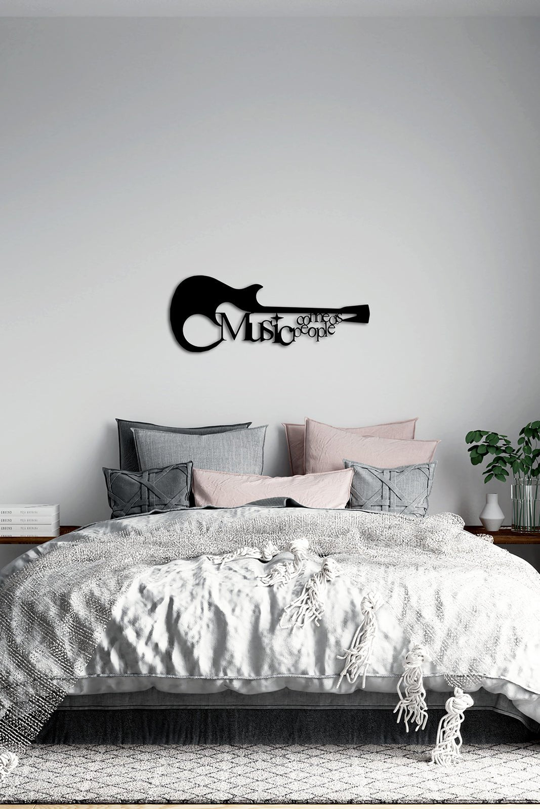 Artroya Bridge Serisi Gitar ve Müzik Yazılı Lüks Metal Duvar Sanatı