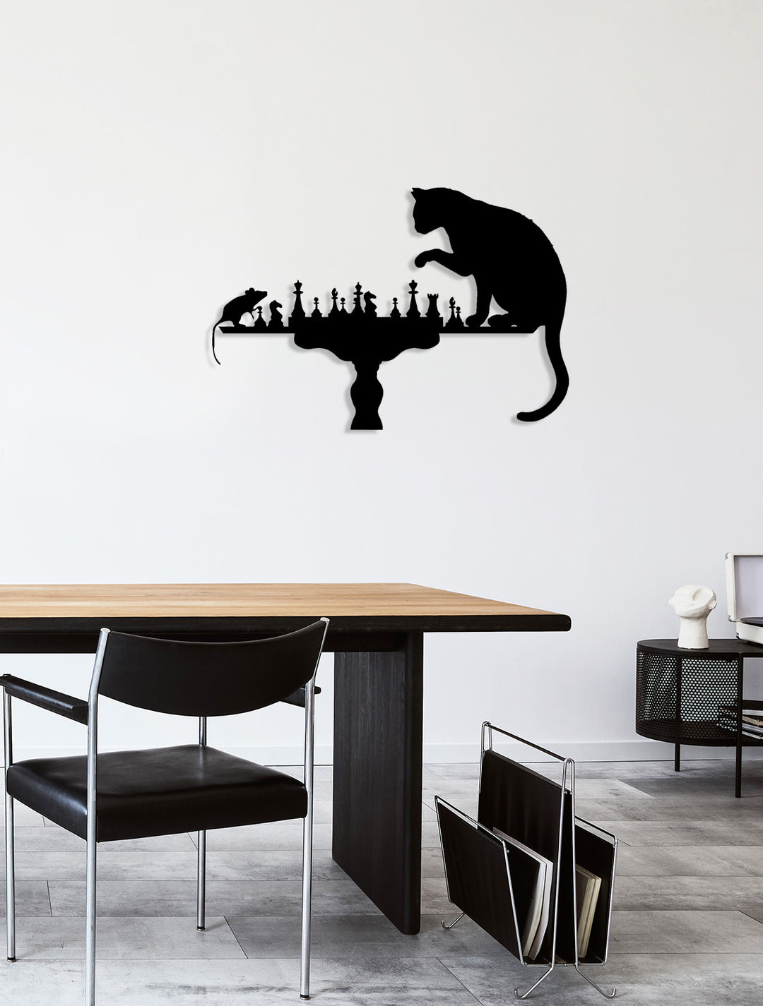 Artroya Checkmate Serisi Satranç Oynayan Tom ve Jerry Lüks Metal Duvar Sanatı