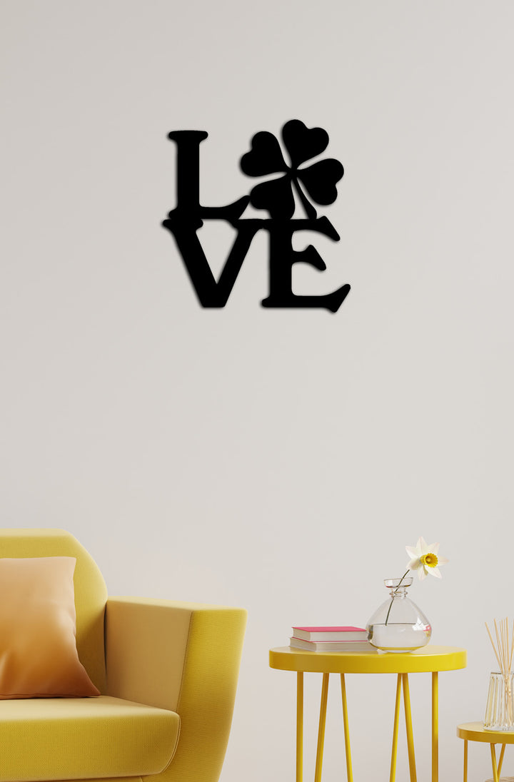 Artroya Fortune Serisi Yonca Detaylı Lüks Metal Duvar Sanatı - Love