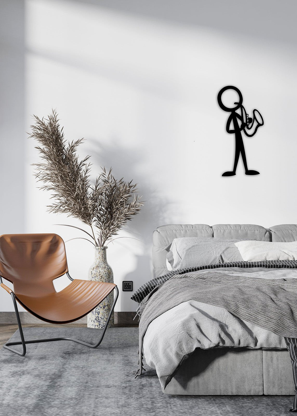 Artroya Groove Serisi Saksafoncu Çöp Adam Lüks Metal Duvar Sanatı