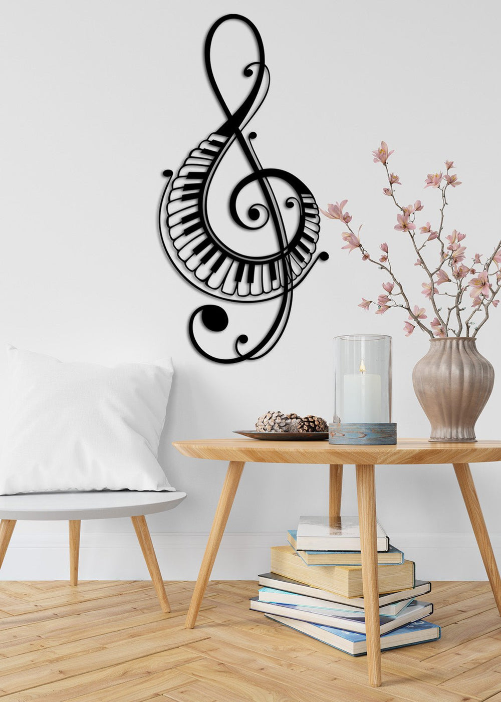 Artroya Opus Serisi Piyano Tuşlu Sol Anahtarı Lüks Metal Duvar Sanatı