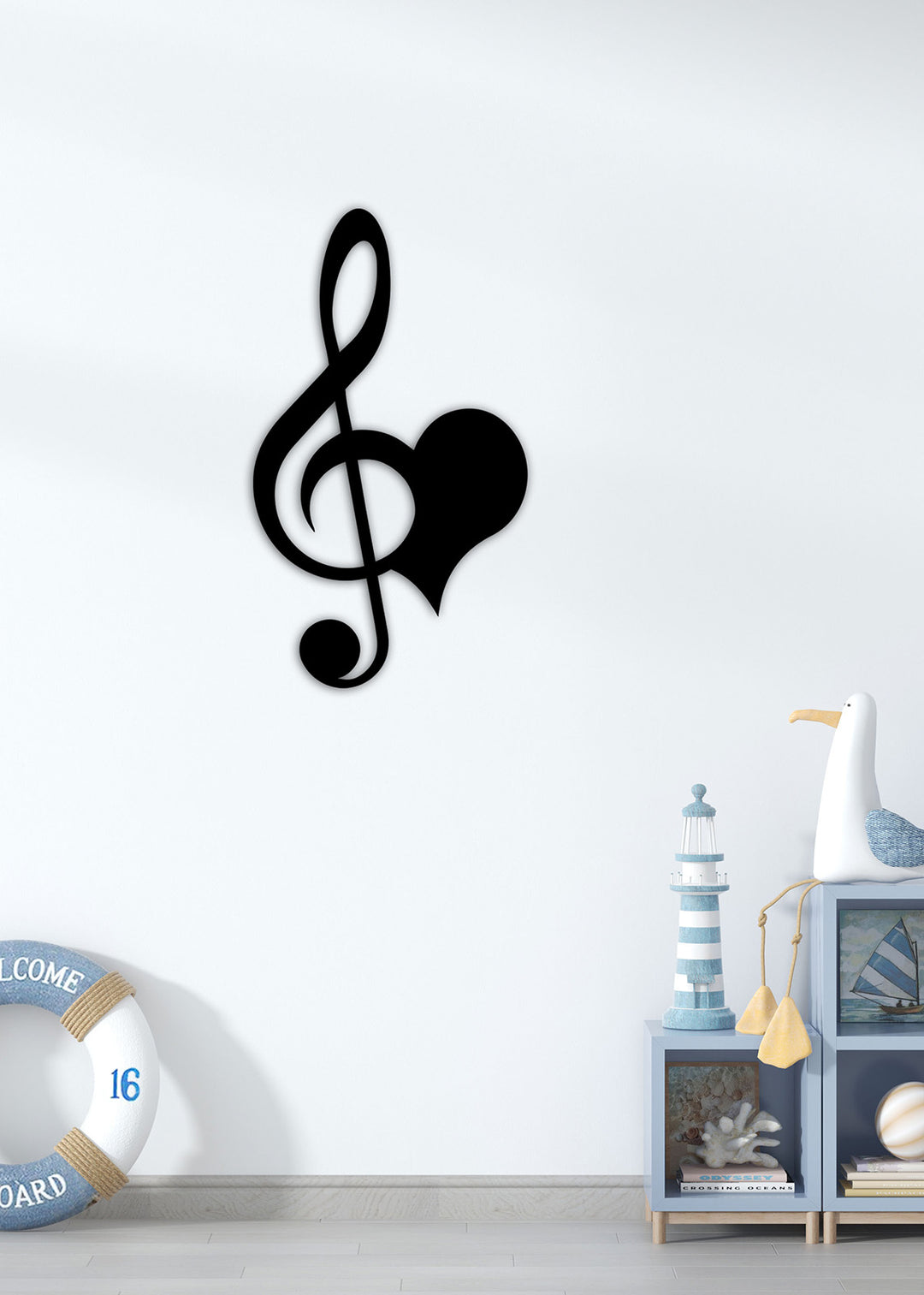 Artroya Passion Serisi Kalp Entegreli Sol Anahtarı Lüks Metal Duvar Sanatı