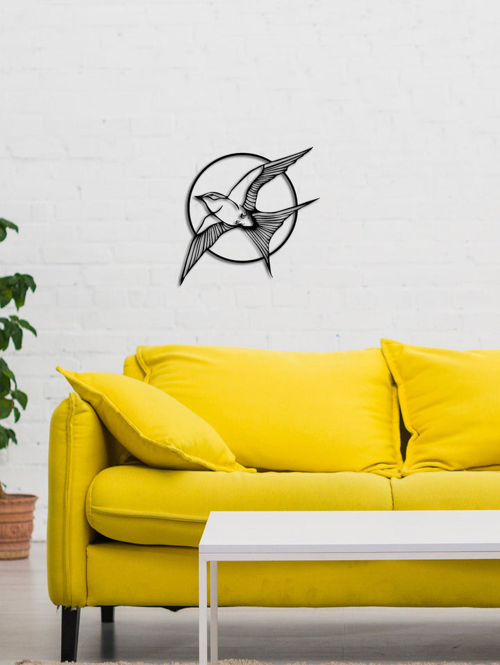 Artroya Solstice Serisi Güneş ve Kırlangıç Lüks Metal Duvar Sanatı