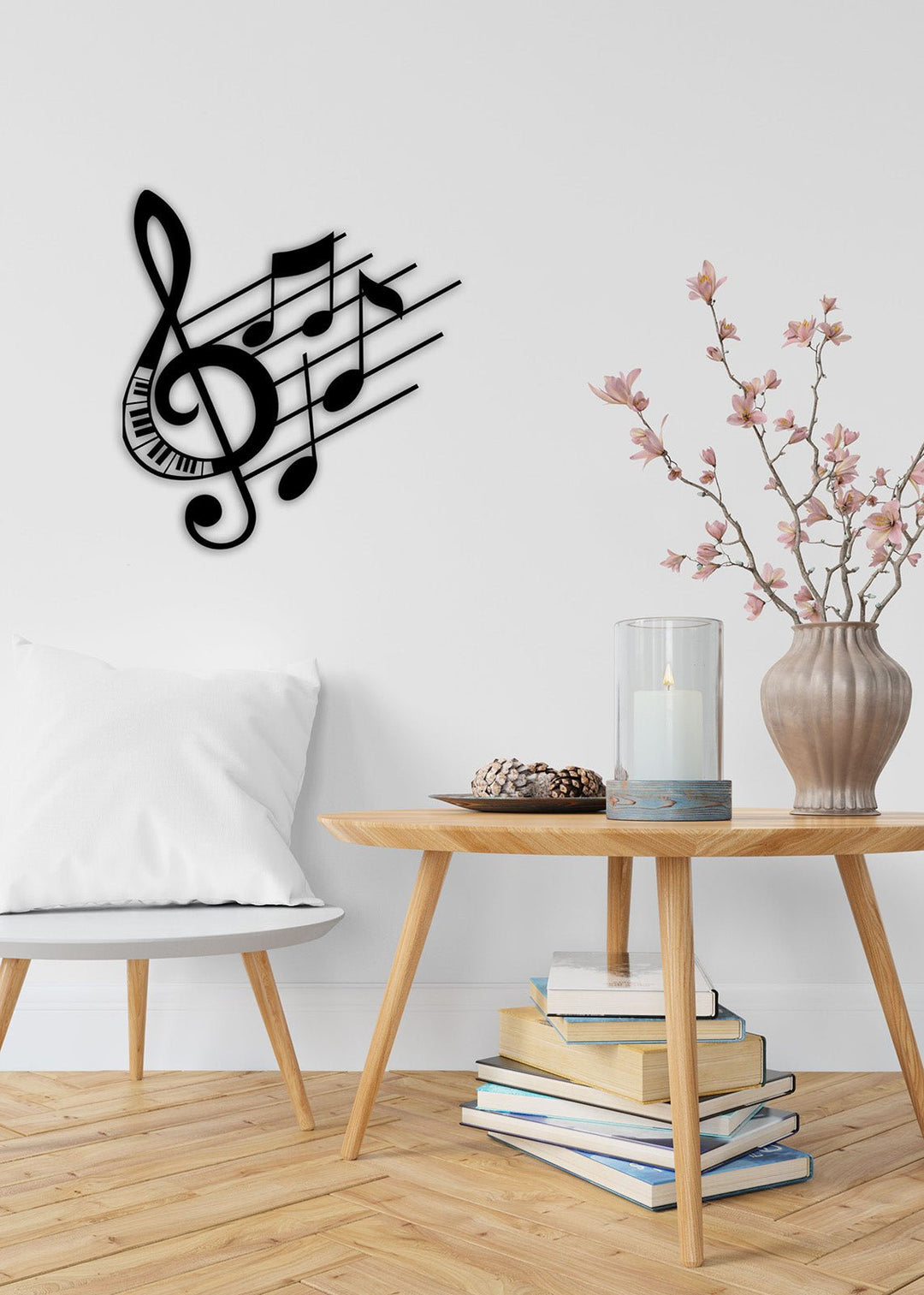 Artroya Sonata Serisi Piyano Tuşlu ve Notalı Sol Anahtarı Lüks Metal Sanatı