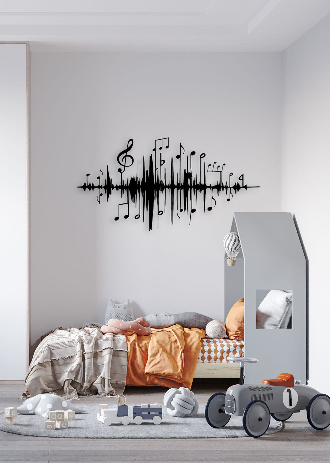 Artroya Spectrum Ses Dalgası ve Notalar Lüks Metal Duvar Sanatı