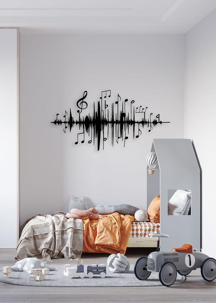 Artroya Spectrum Ses Dalgası ve Notalar Lüks Metal Duvar Sanatı