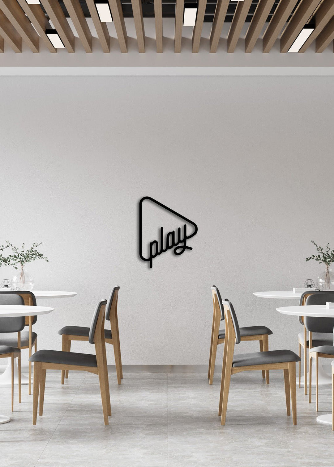 Artroya Stream Serisi Play Butonu İkonu Lüks Metal Duvar Sanatı