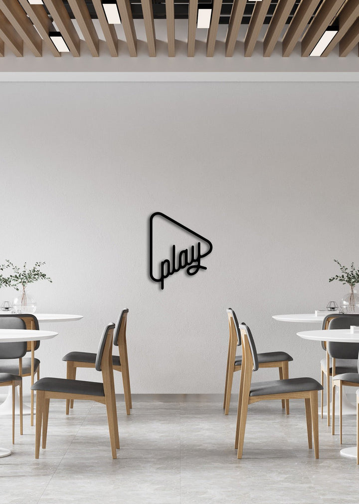 Artroya Stream Serisi Play Butonu İkonu Lüks Metal Duvar Sanatı