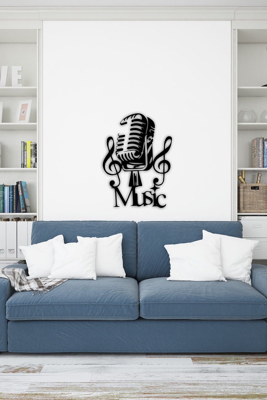 Artroya Studio Serisi Retro Mikrofon ve Sol Anahtarı Lüks Metal Duvar Sanatı