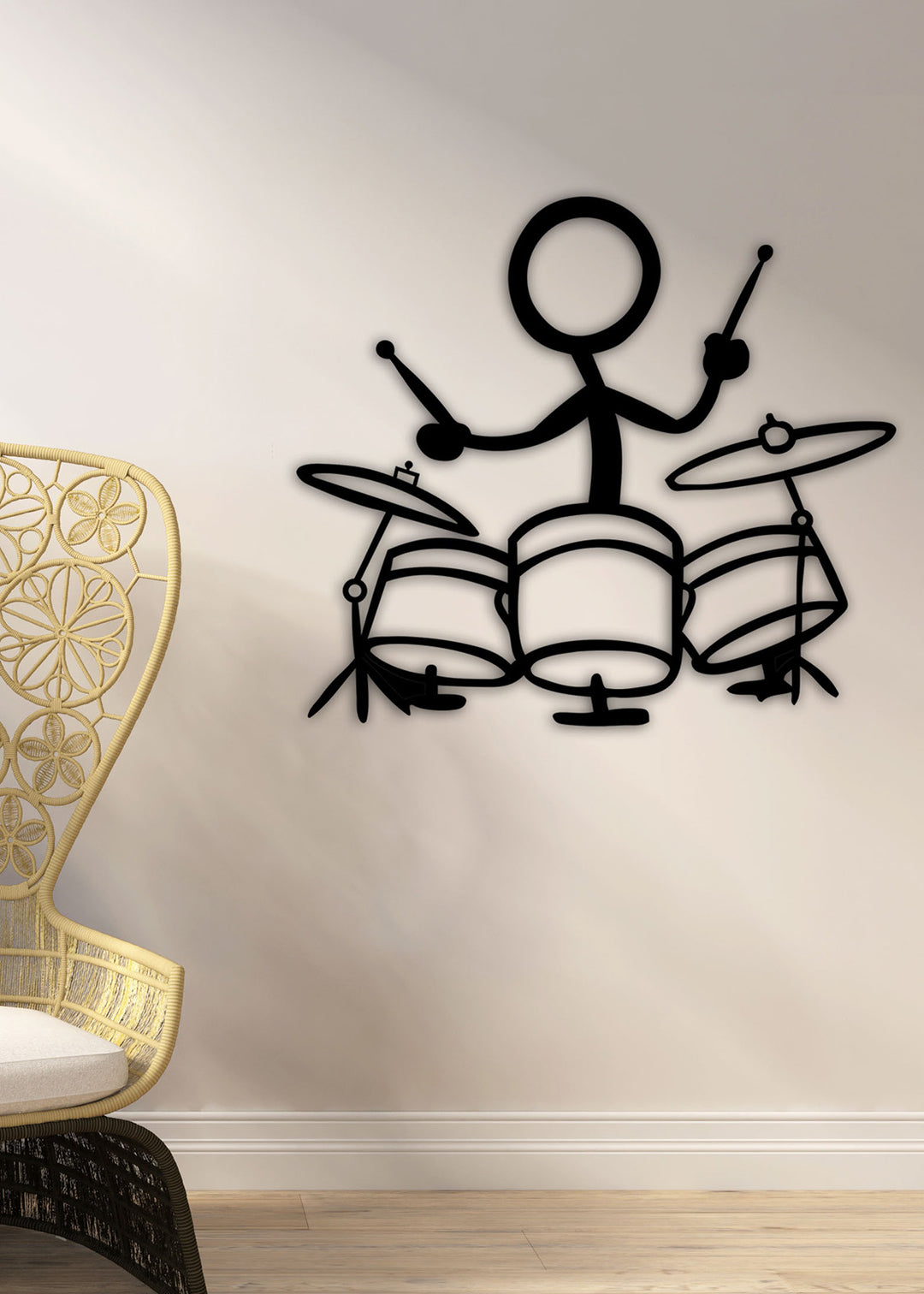 Artroya Tempo Serisi Davulcu Çöp Adam Lüks Metal Duvar Sanatı