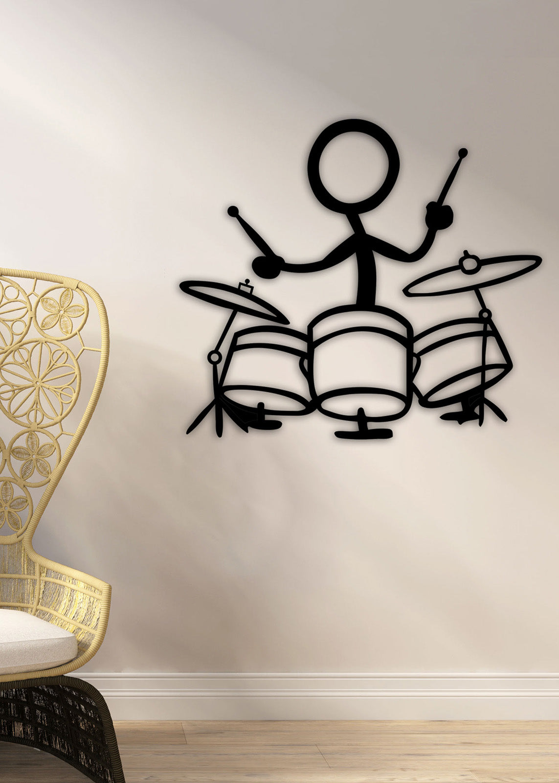 Artroya Tempo Serisi Davulcu Çöp Adam Lüks Metal Duvar Sanatı