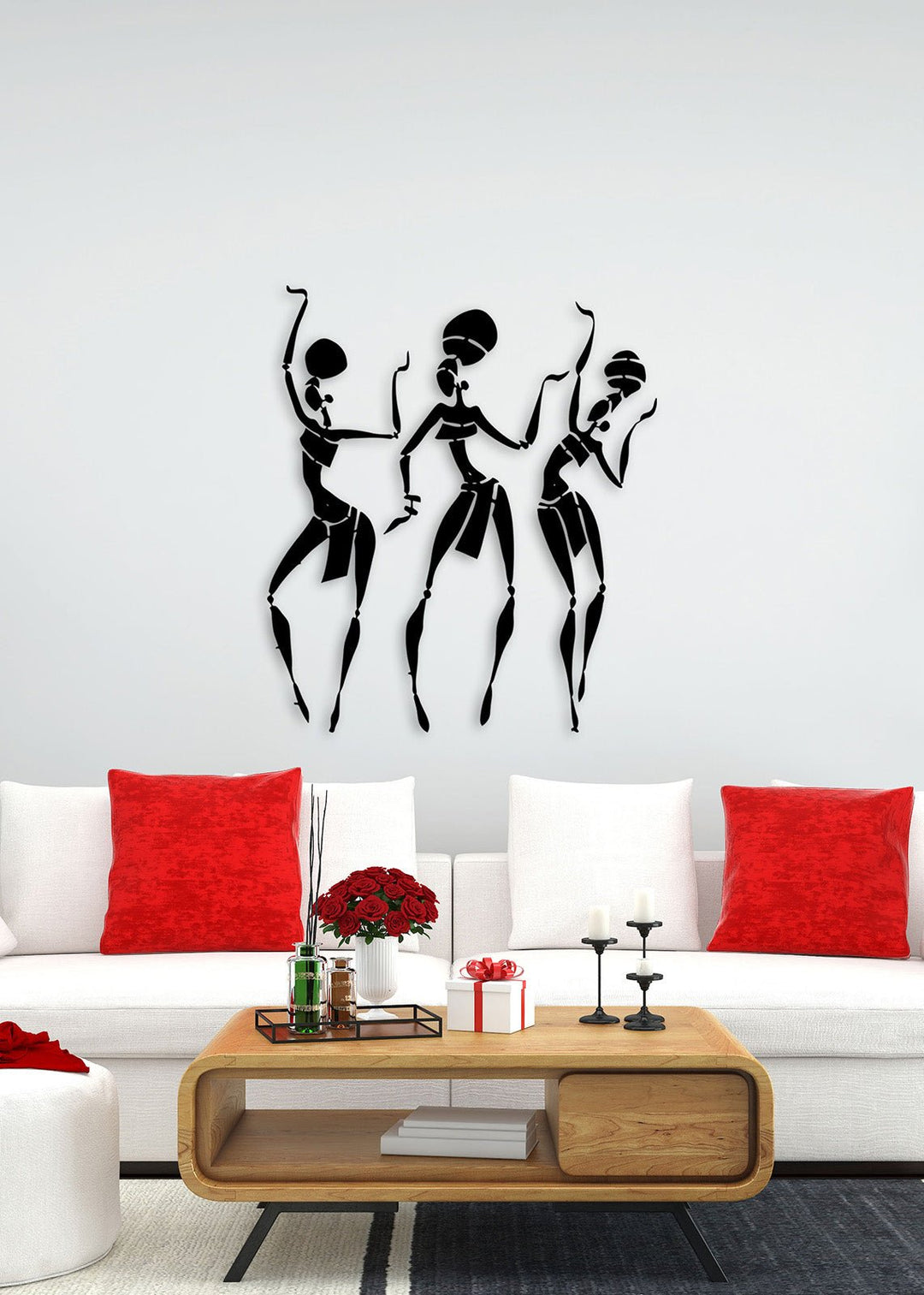 Artroya Tribal Ethno-Dance Lüks Afrikalı Dansçı Kadınlar Metal Duvar Sanatı