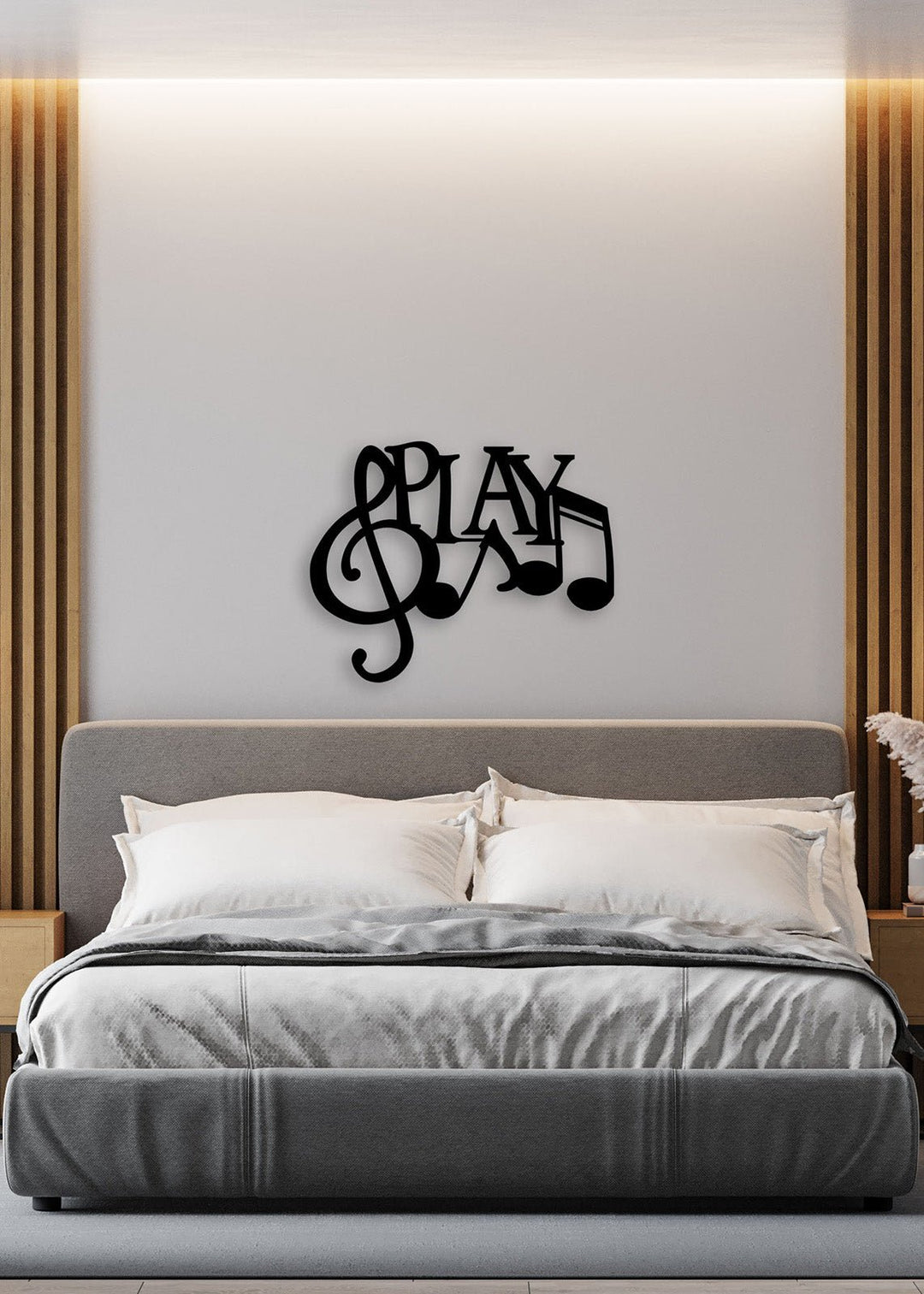 Artroya Virtuoso Serisi "PLAY" Yazılı ve Notalı Lüks Metal Duvar Sanatı