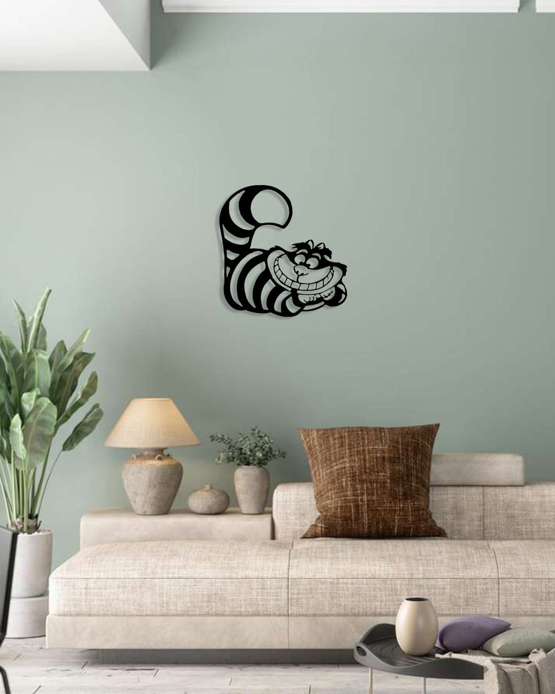 Artroya Wonderland Serisi Cheshire Kedisi Lüks Metal Duvar Sanatı