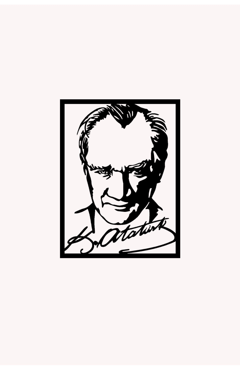 Duvardan 2cm önde duran imzalı Atatürk metal tablo - Nöro-estetik gölge oyunu.