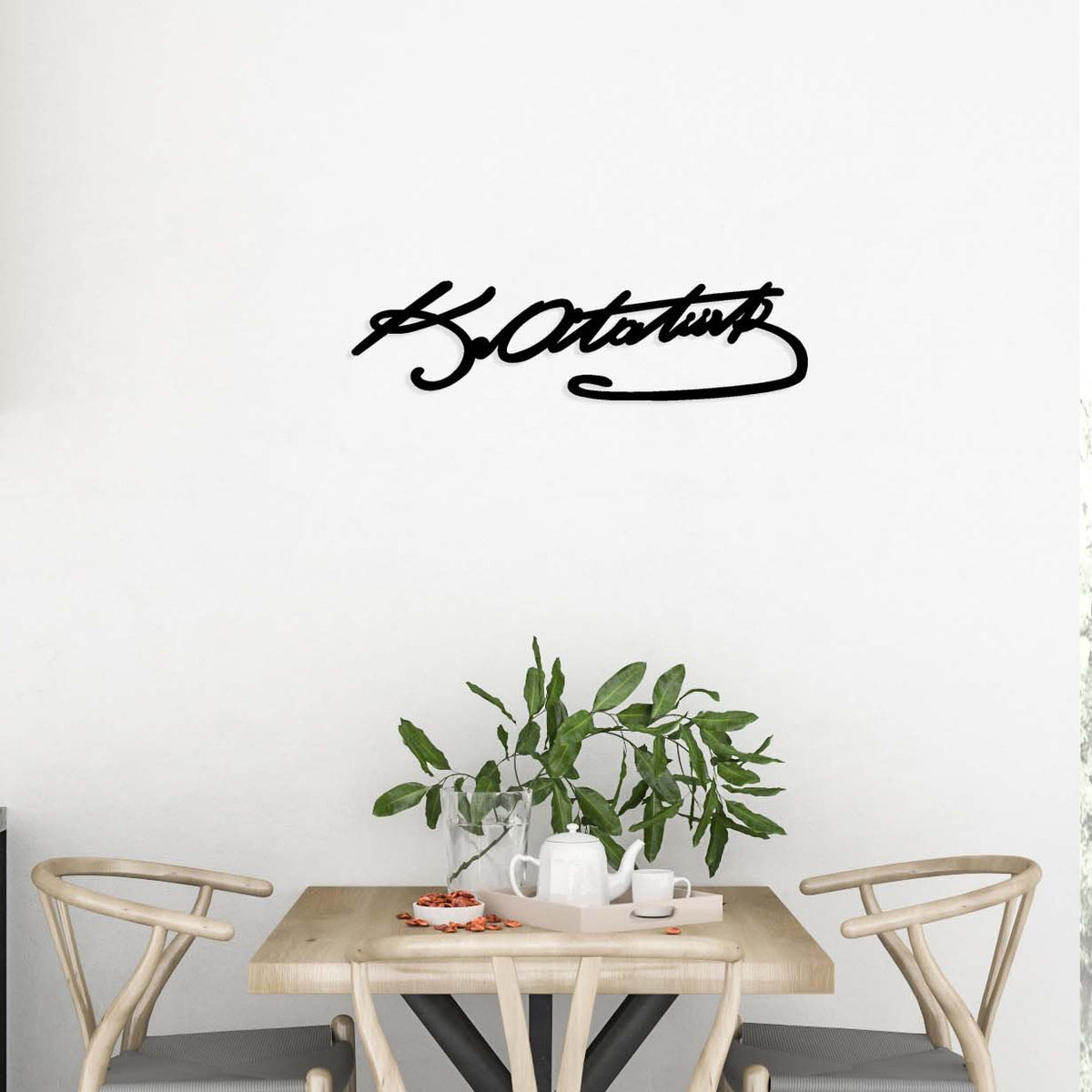 Atatürk Metal Duvar Tablosu - K. Atatürk imzasını temsil eden minimalist çelik dekor.