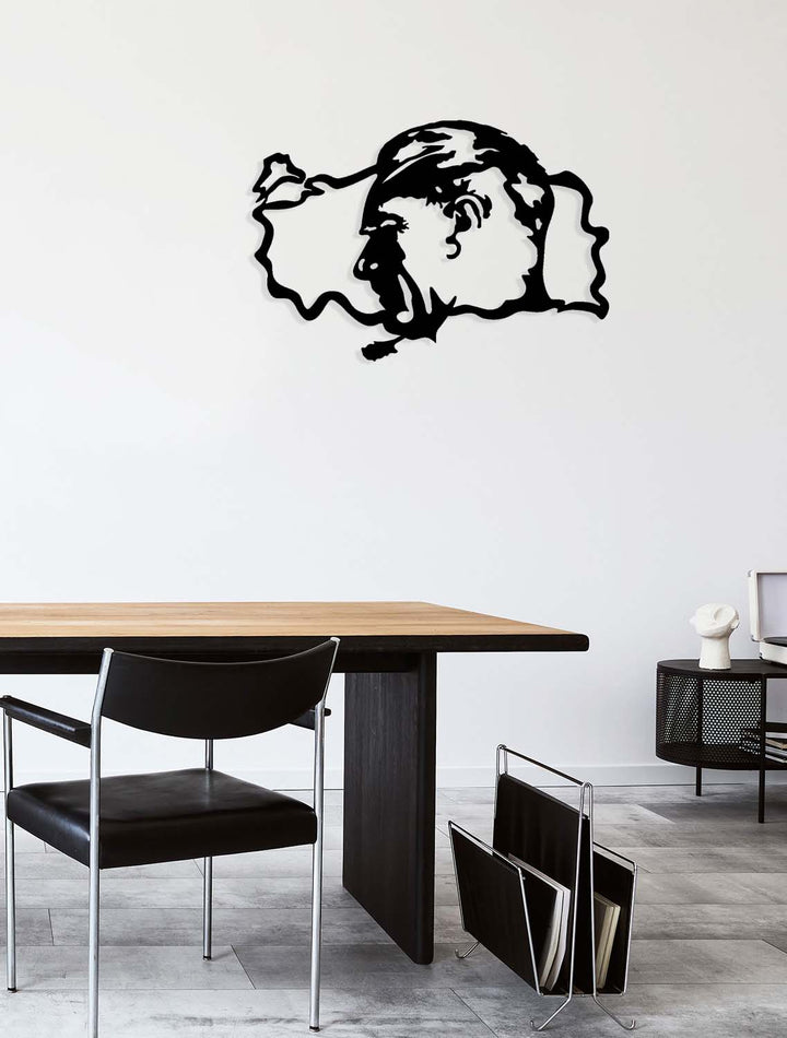 Duvardan 2cm önde duran Atatürk metal tablo - Nöro-estetik derinlik ve dinamik gölge etkisi yaratan özel tasarım.