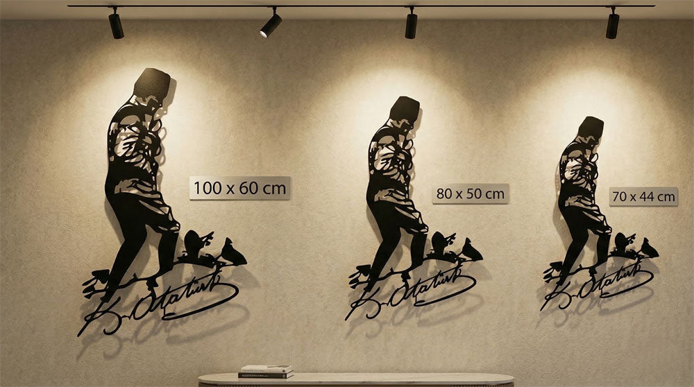 Atatürk kocatepe imzalı metal tablo ölçü seçenekleri