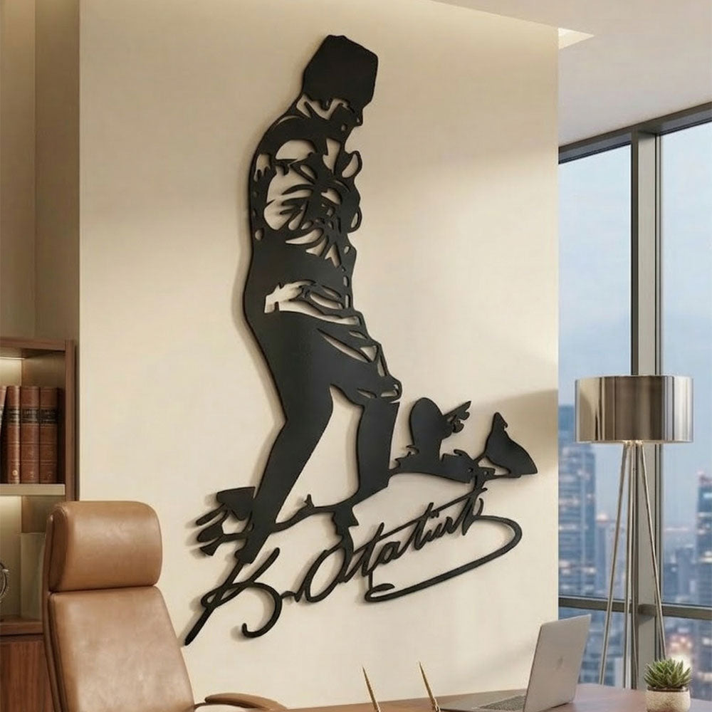 Atatürk kocatepe imzalı metal tablo siyah renk