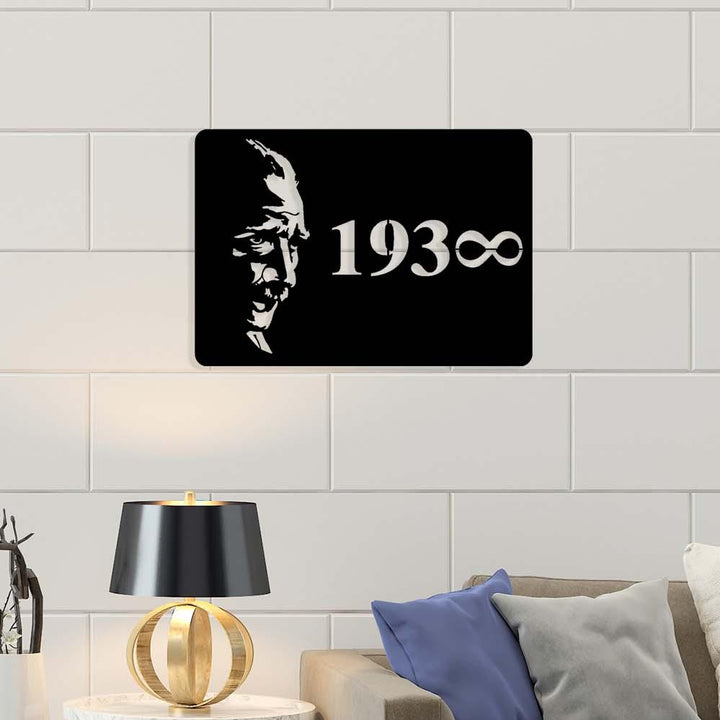 1.5mm çelik lazer kesim sonsuzluk sembolü detayı - Artroya mat siyah doku.