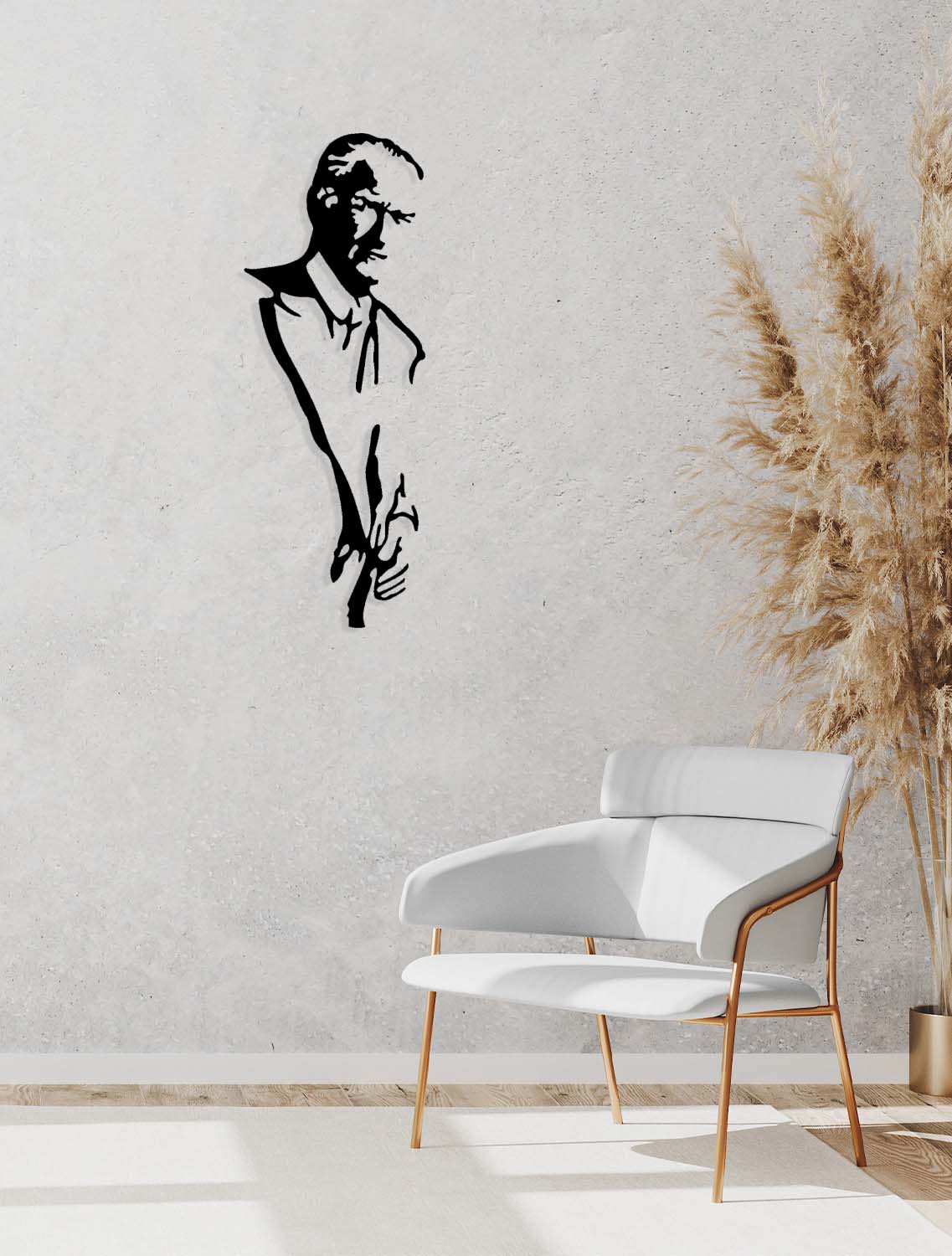 Antre ve kolonlar için Atatürk minimalist metal duvar sanatı