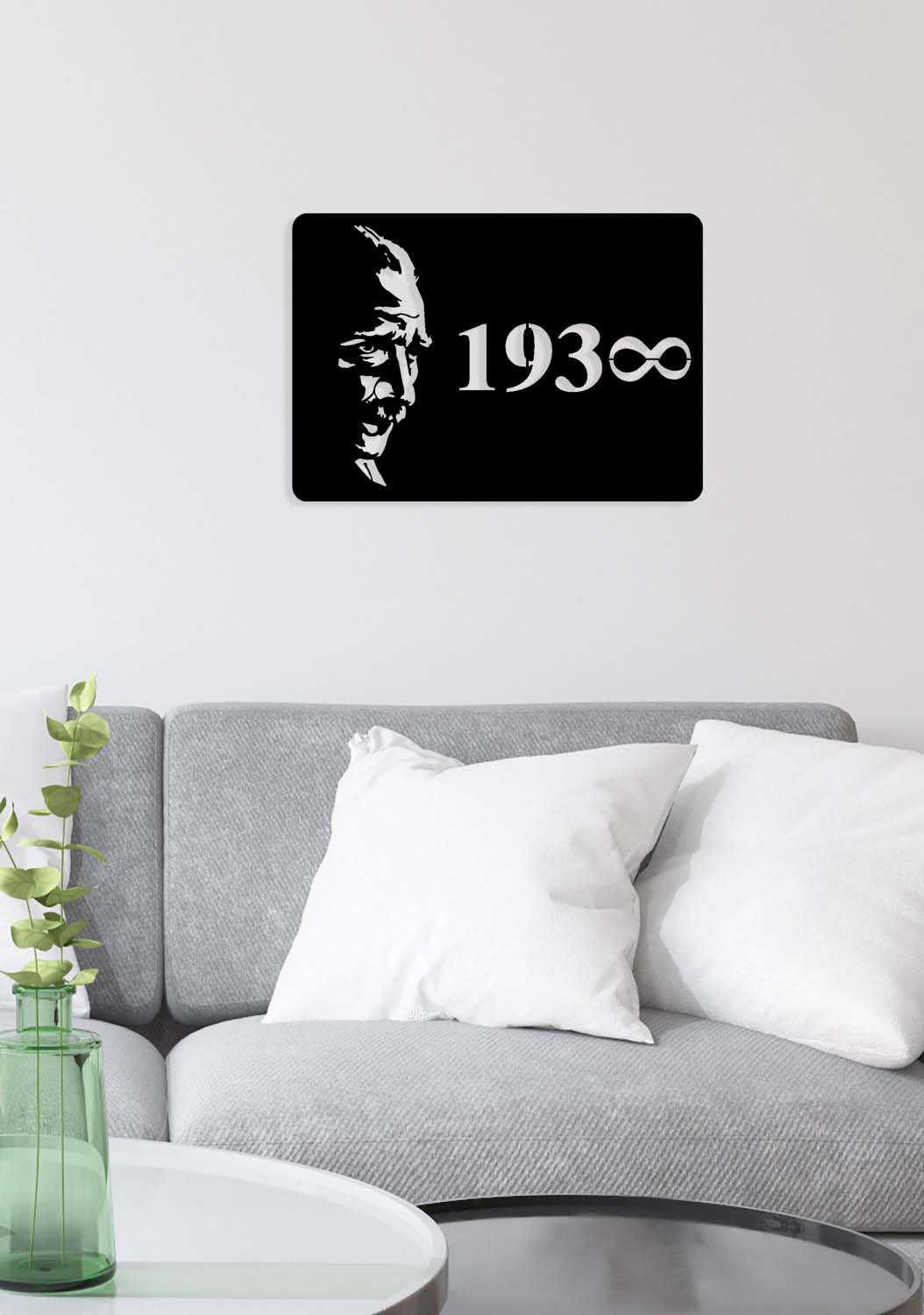 Duvardan 2cm önde duran 1938 sonsuzluk metal tablo - Nöro-estetik gölge oyunu.