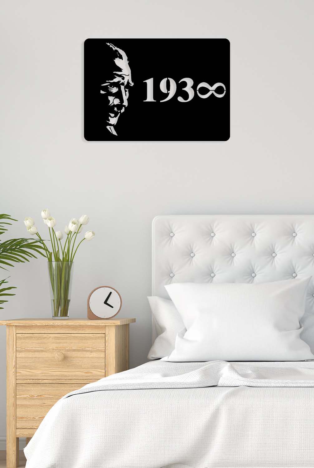 Minimalist çalışma odası için Atatürk metal duvar sanatı - Stil rehberi ve uygulama örneği.