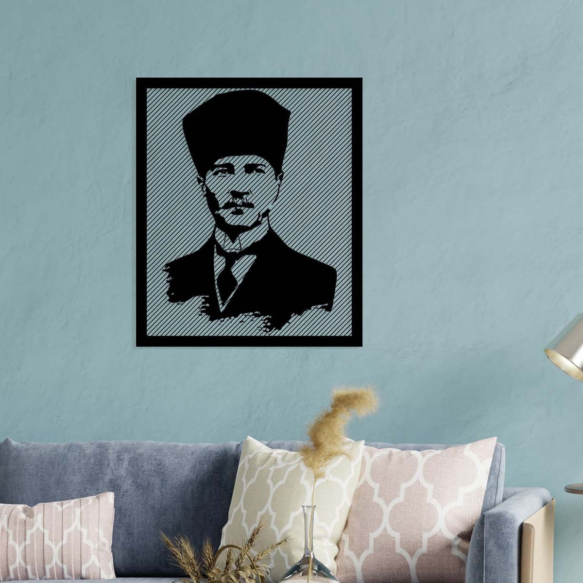 Yönetici ofisleri için Atatürk metal duvar sanatı - Stil rehberi ve uygulama örneği.