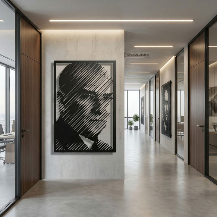 Atatürk metal tablo modern çizgi sanatı