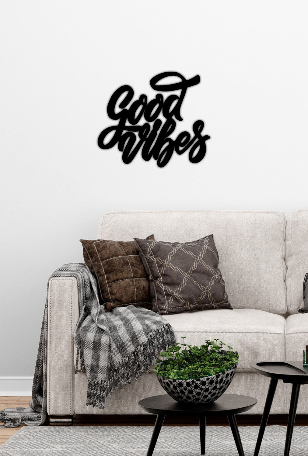 Aura Good Vibes Modern Tipografik Metal Duvar Panosu