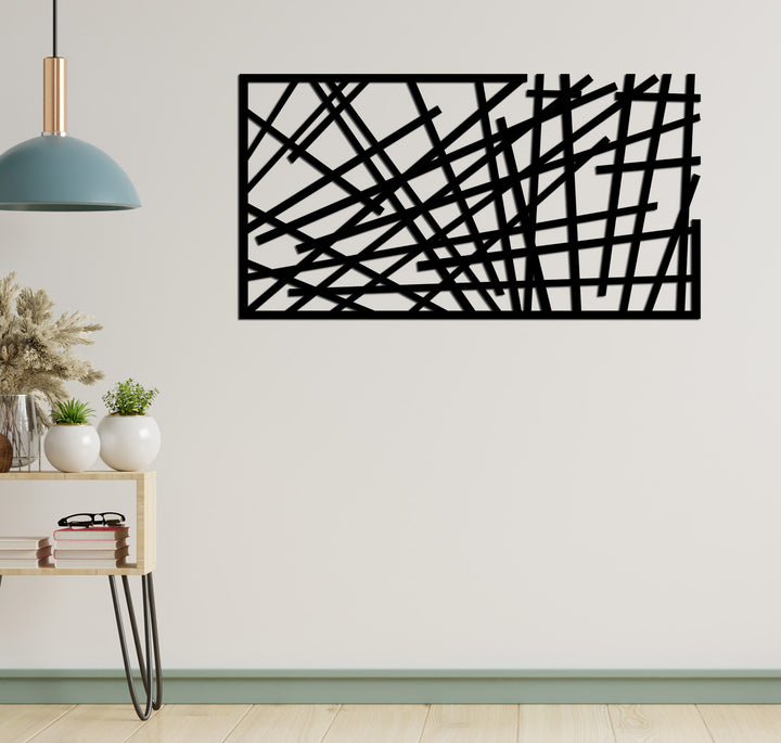 Axis İç İçe Geçmiş Çizgili Modern Metal Duvar Panosu - Tek Parça