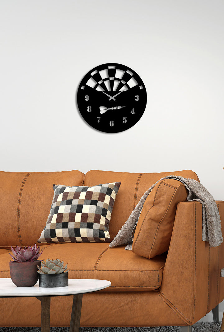 BullsEye Dartboard Temalı Modern Metal Duvar Saati