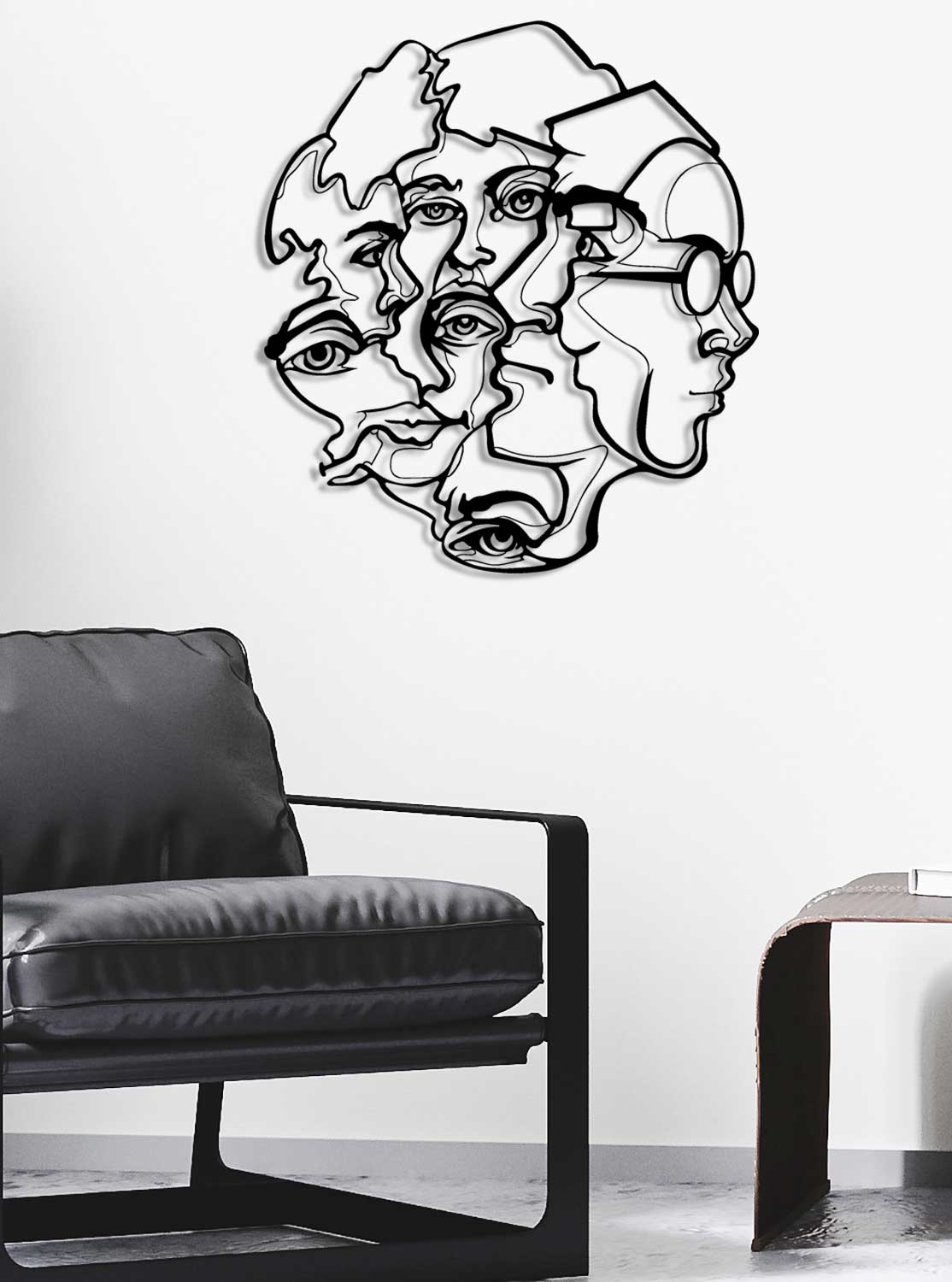 Zihin Labirenti Modern Soyut Yüz Metal Duvar Tablosu - Sürrealist Sanat Koleksiyonu - Artroya