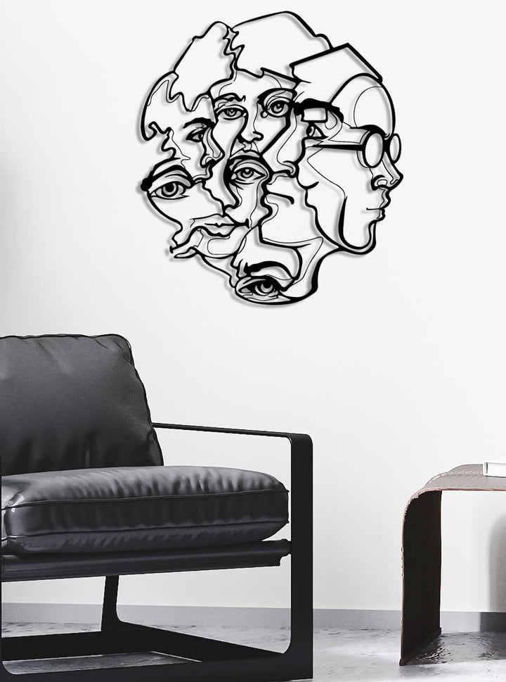 Zihin Labirenti Modern Soyut Yüz Metal Duvar Tablosu - Sürrealist Sanat Koleksiyonu - Artroya