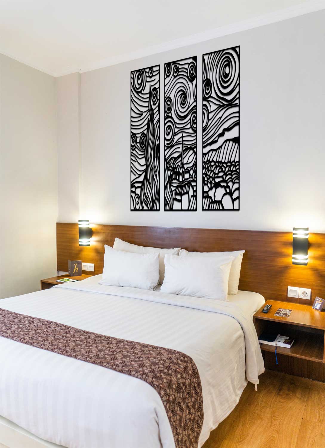 Yıldızlı Gece Üçlemesi 3'lü Metal Duvar Tablosu Seti - Van Gogh İlhamlı Modern Sanat - Artroya