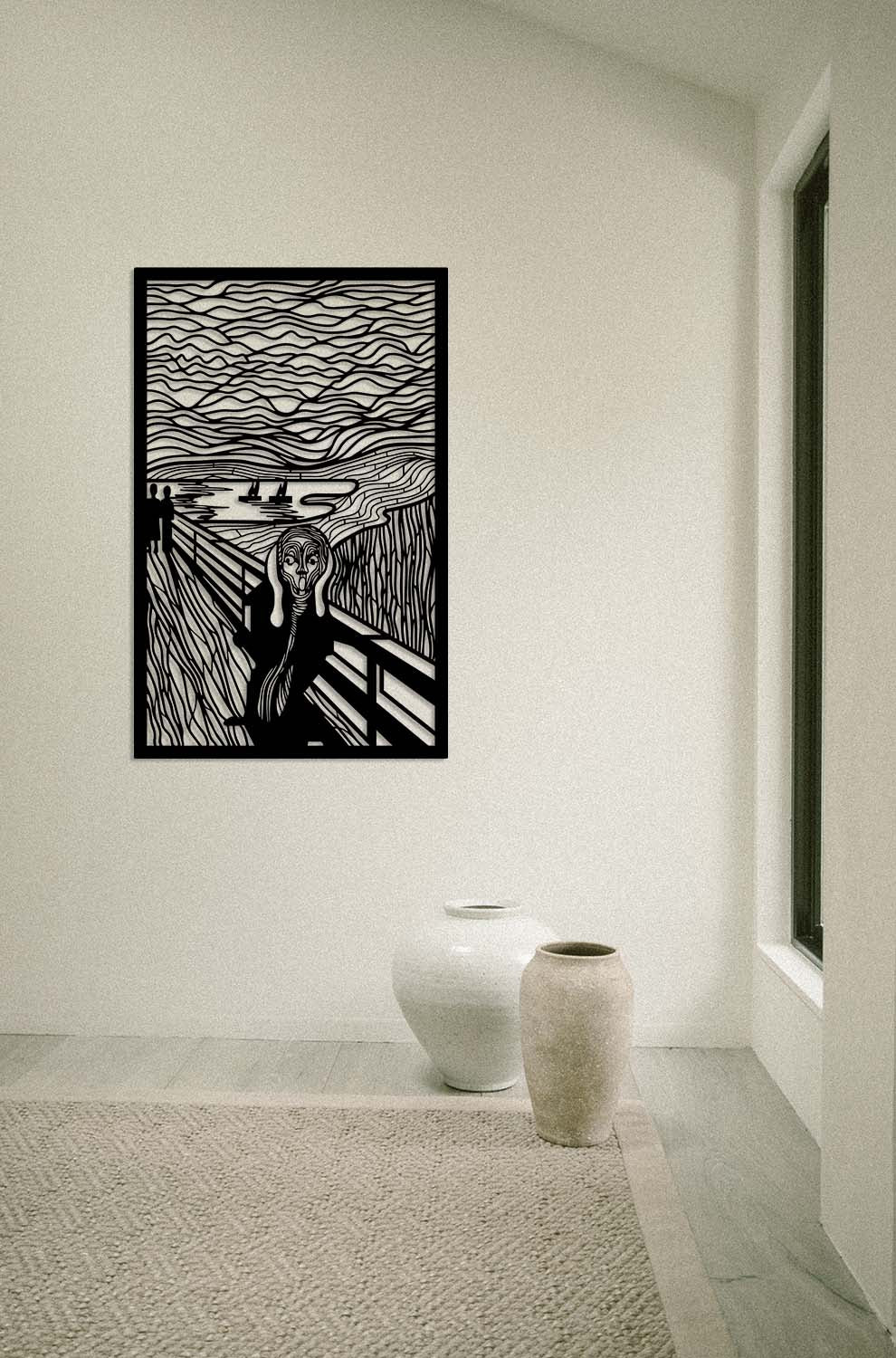 Çığlık Edvard Munch Modern Portre Siyah Metal Duvar Tablosu - Ekspresyonizm Koleksiyonu