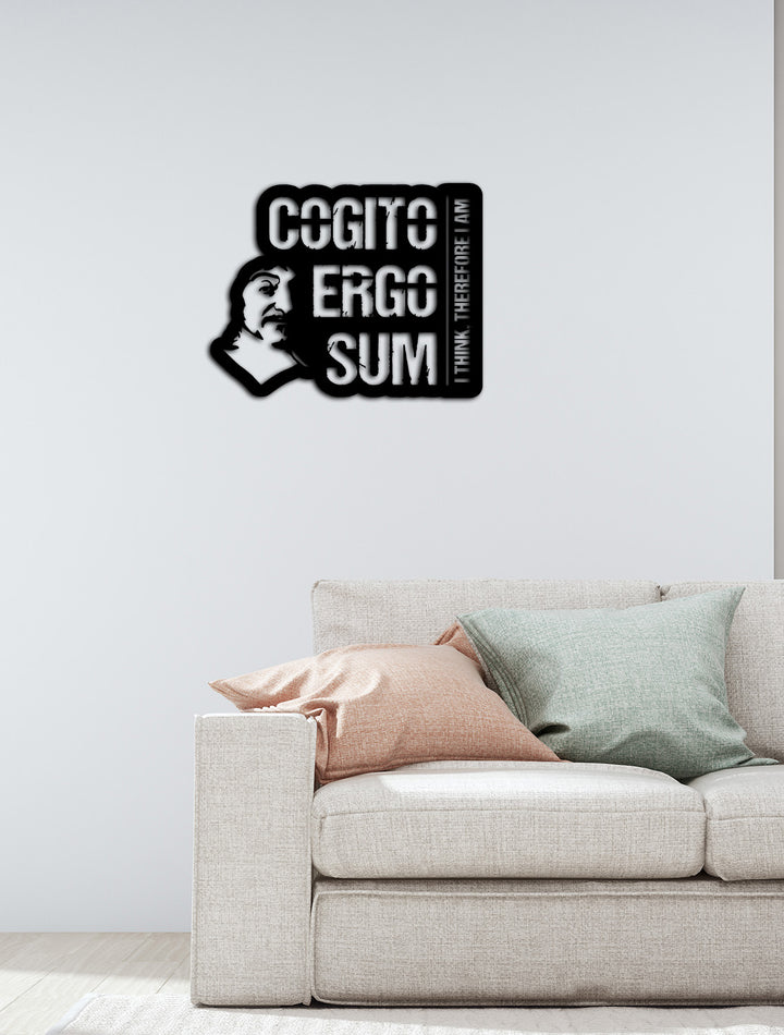 Cogito Ergo Sum Descartes Modern Felsefi Metal Duvar Panosu