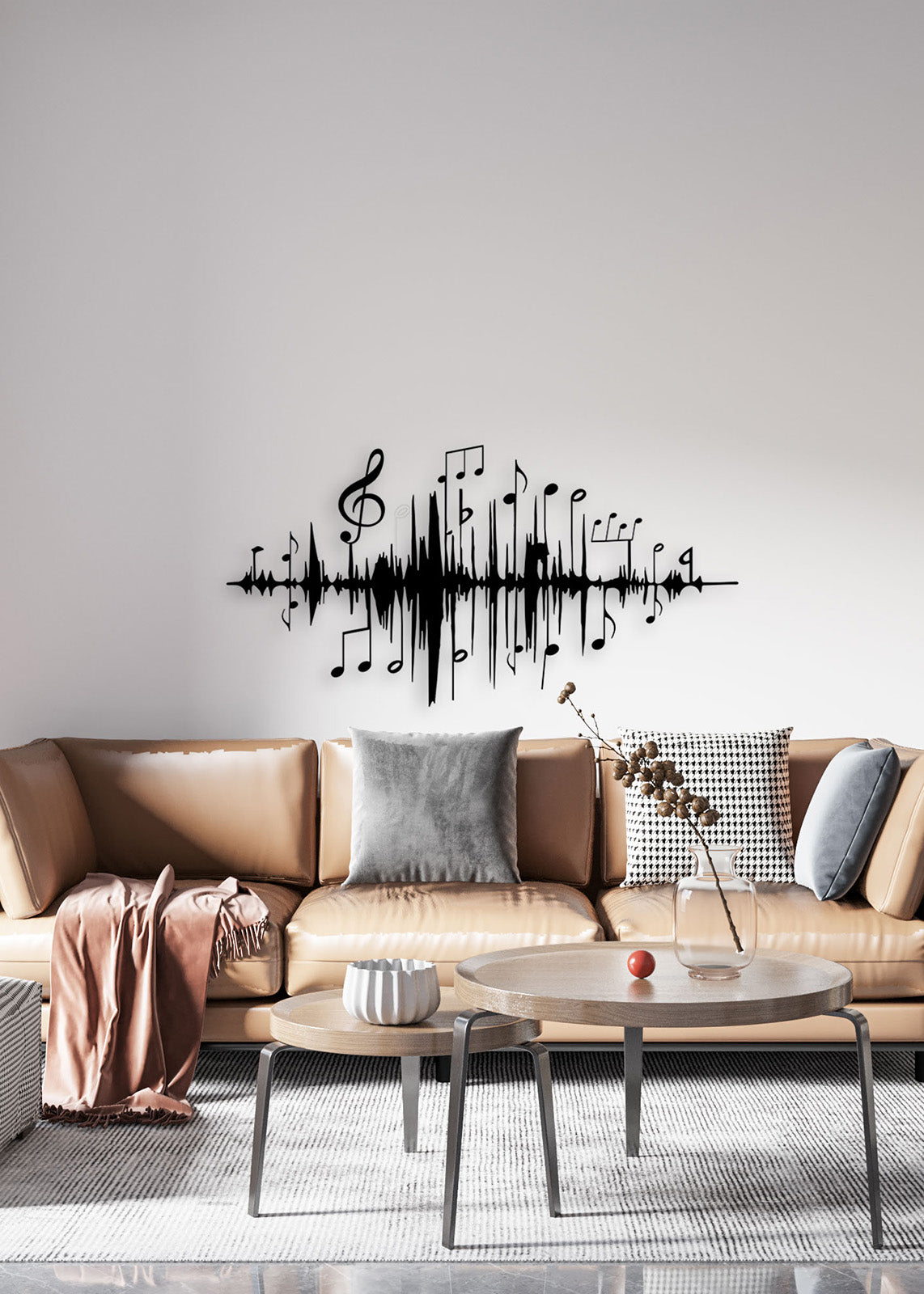 Çağdaş Salon Dekorasyonu İçin Müzik Frekansı Siyah Metal Dekor