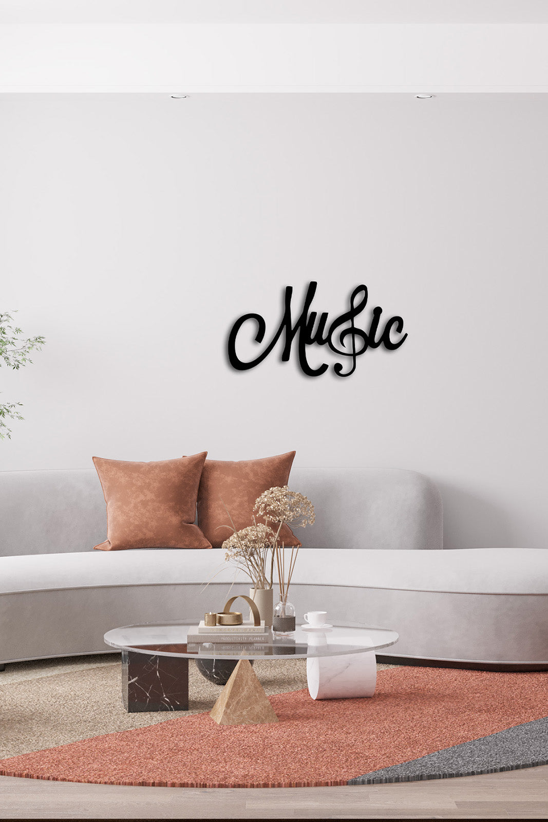 Çağdaş Salon Dekorasyonu İçin Music Yazılı Tipografik Metal Pano