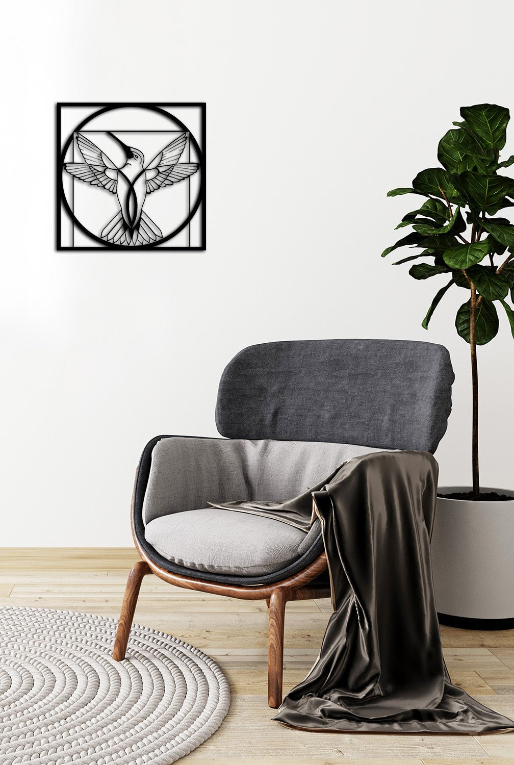 Yaratıcı Ofis Dekorasyonu İçin Da Vinci Kanat Temalı Siyah Metal Pano