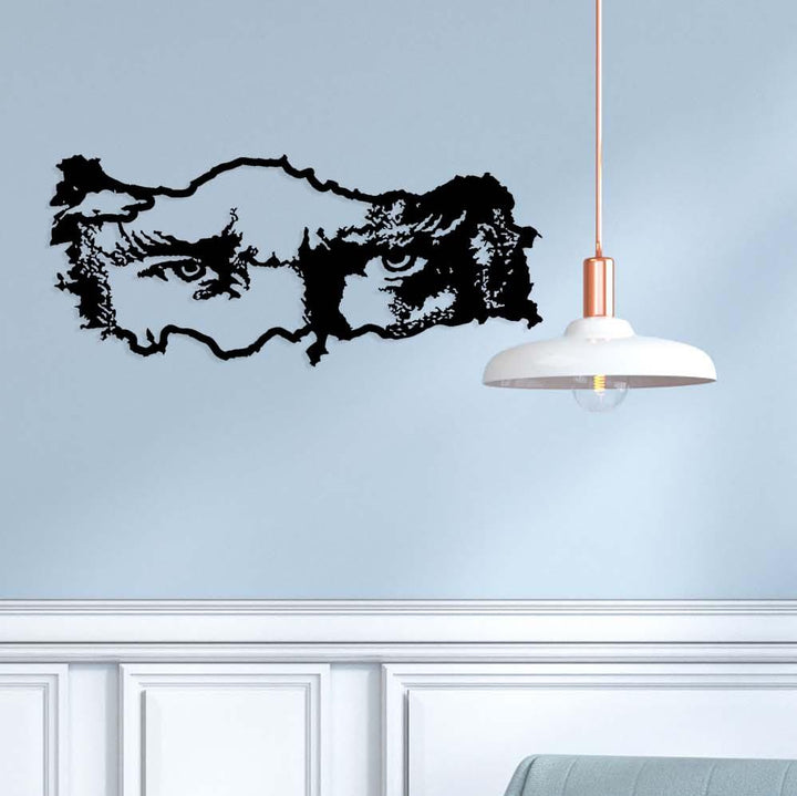 1.5mm çelik lazer kesim detaylı Cumhuriyet metal tablo - Artroya mat siyah yüzey kalitesi.