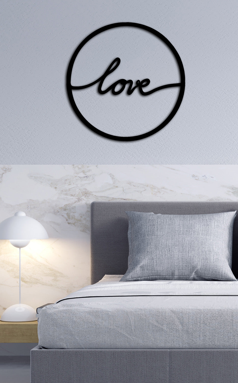 Cycle Love Wreath Çember İçinde Tipografik Metal Duvar Panosu