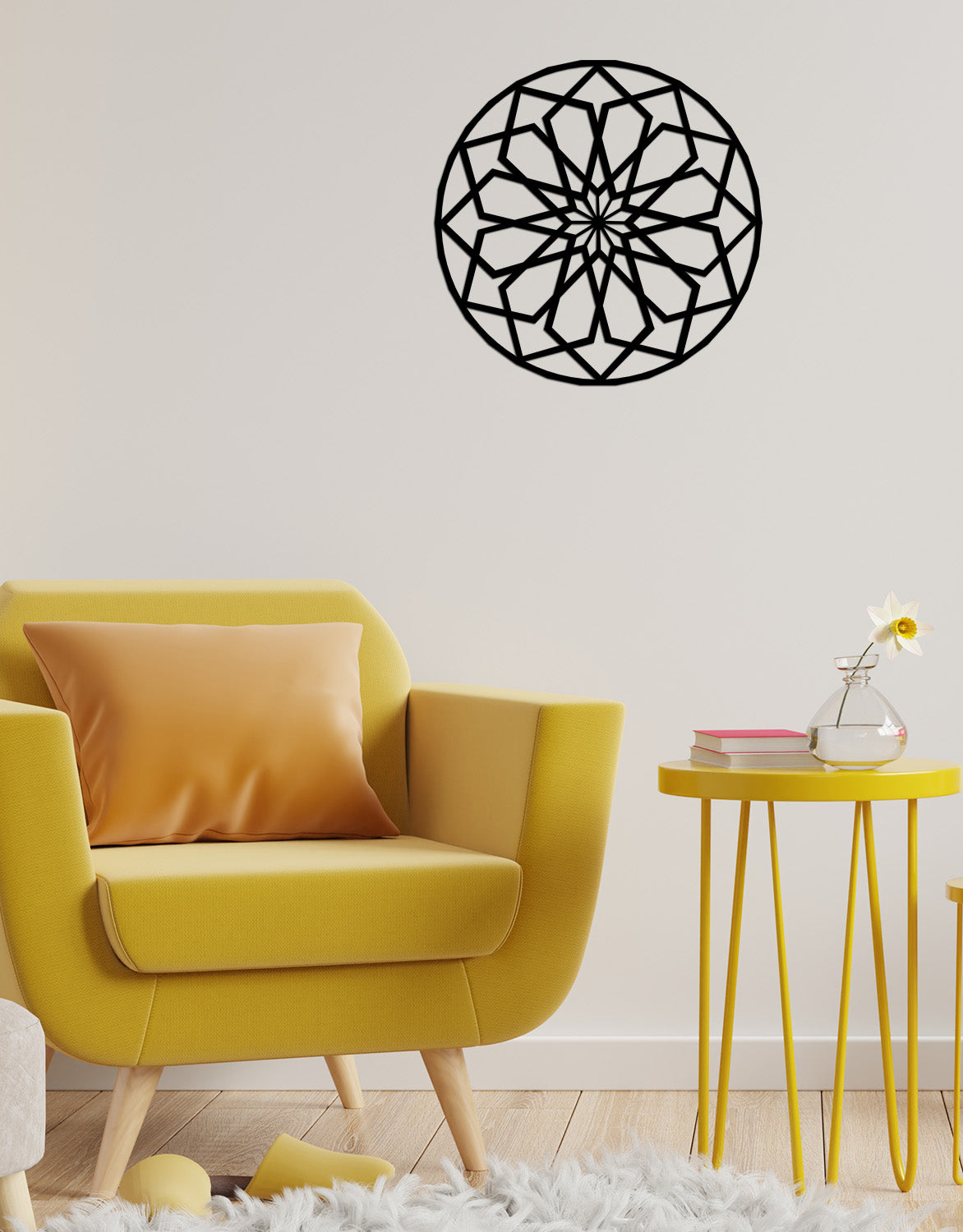 Decora Art Deco Geometrik Çiçek Modern Metal Duvar Panosu