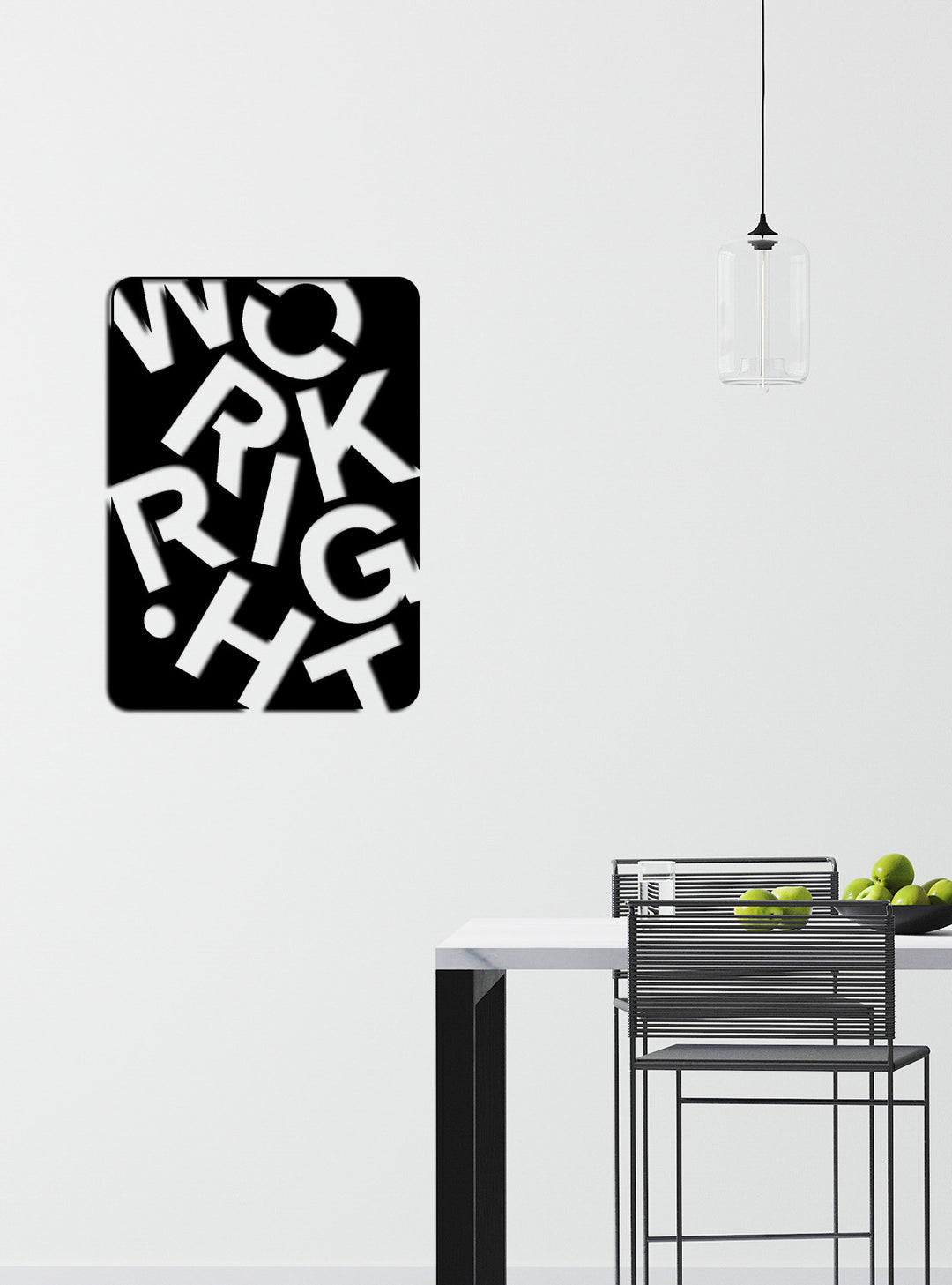 Directive Work Right Modern Ofis Metal Pano - Tipografik Duvar Tablosu