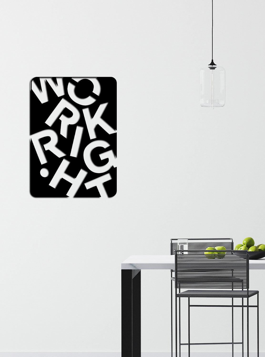 Directive Work Right Modern Ofis Metal Pano - Tipografik Duvar Tablosu