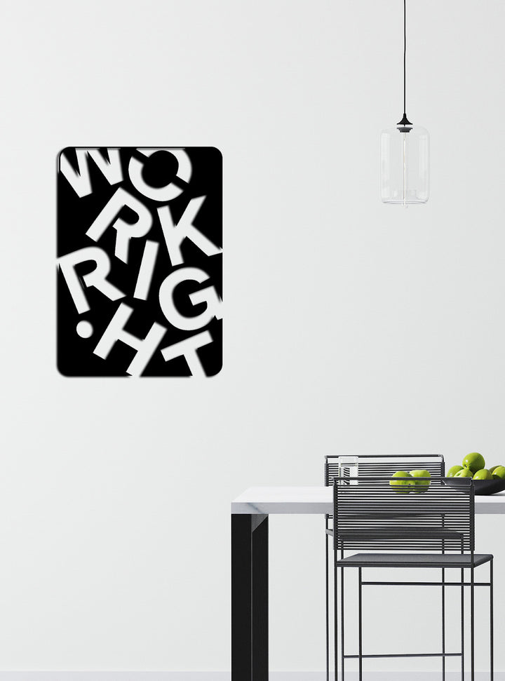 Directive Work Right Modern Ofis Metal Pano - Tipografik Duvar Tablosu